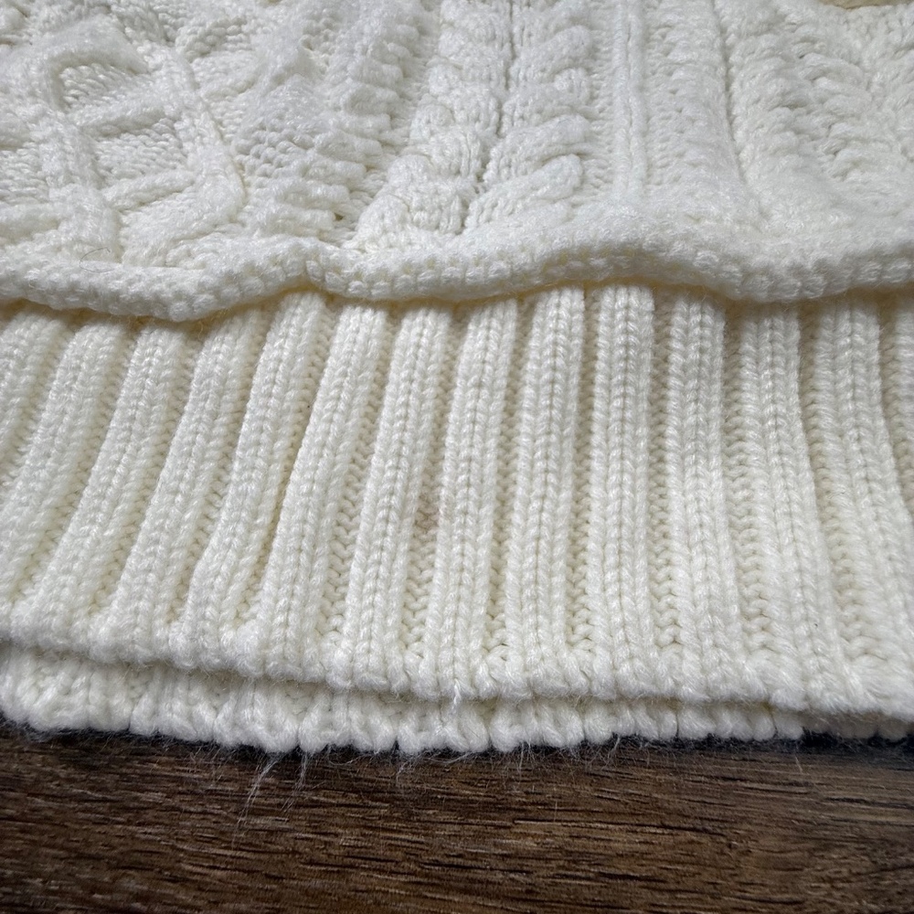Marled Cream Cropped Sweater Vest Textured Size M Warm Fall Winter - Picture 5 of 9
